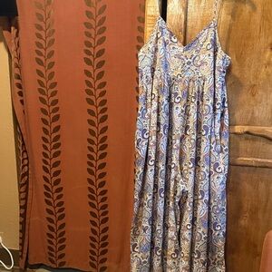 Chic Paisley Jumpsuit in Blue and Cream